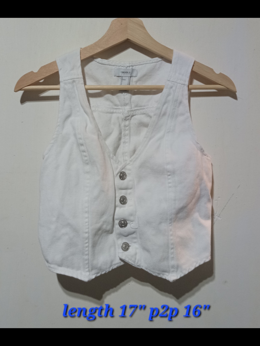 Forever 21 White Denim Vest - Classic Button-Up